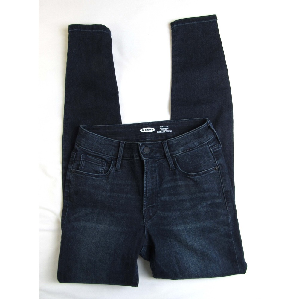 Old Navy Jeans Rockstar Super Skinny High RIse Dark Wash Women's Size 0 - Picture 2 of 6